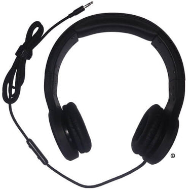 Stereo headset with in-line mic, perfect bulk school headphones for education and mobile learning.
